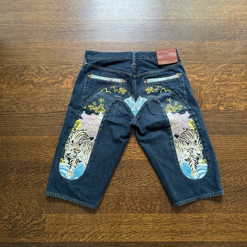 Evisu Tiger Daicock Jean Shorts